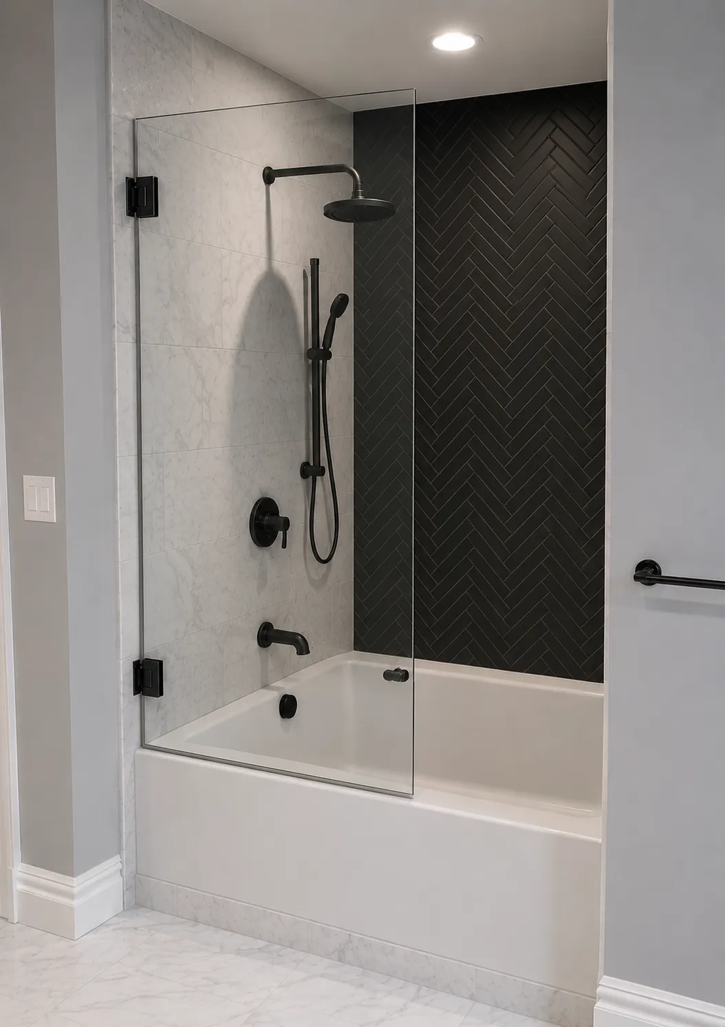 Mampara rebatible para bañera en negro